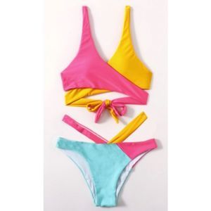 Color Block Patchwork Bikini Set